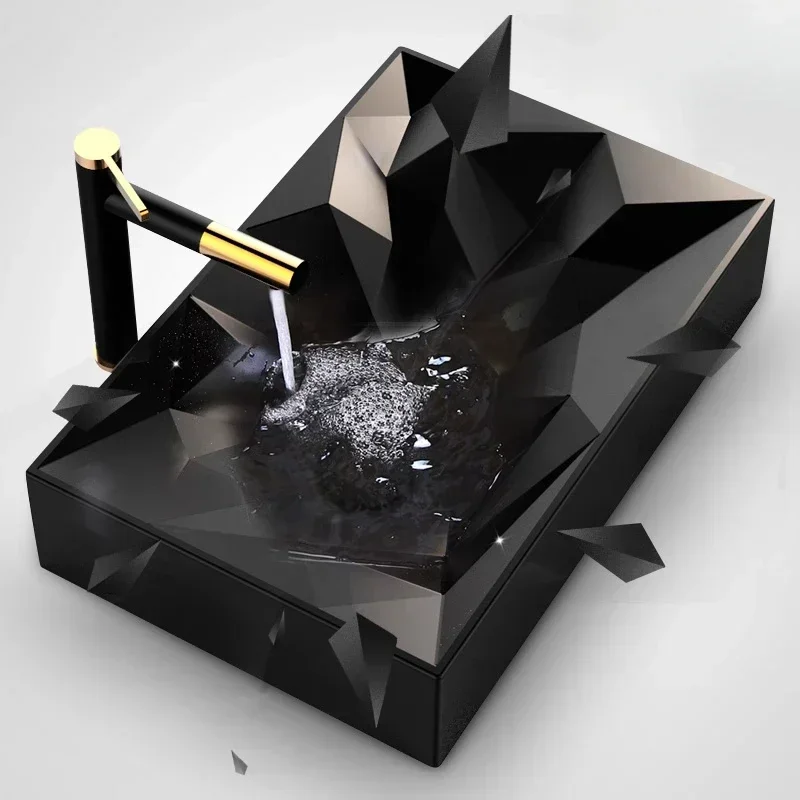 

Nordic industrial wind table basin black light luxury washbasin diamond washbasin single basin bathroom