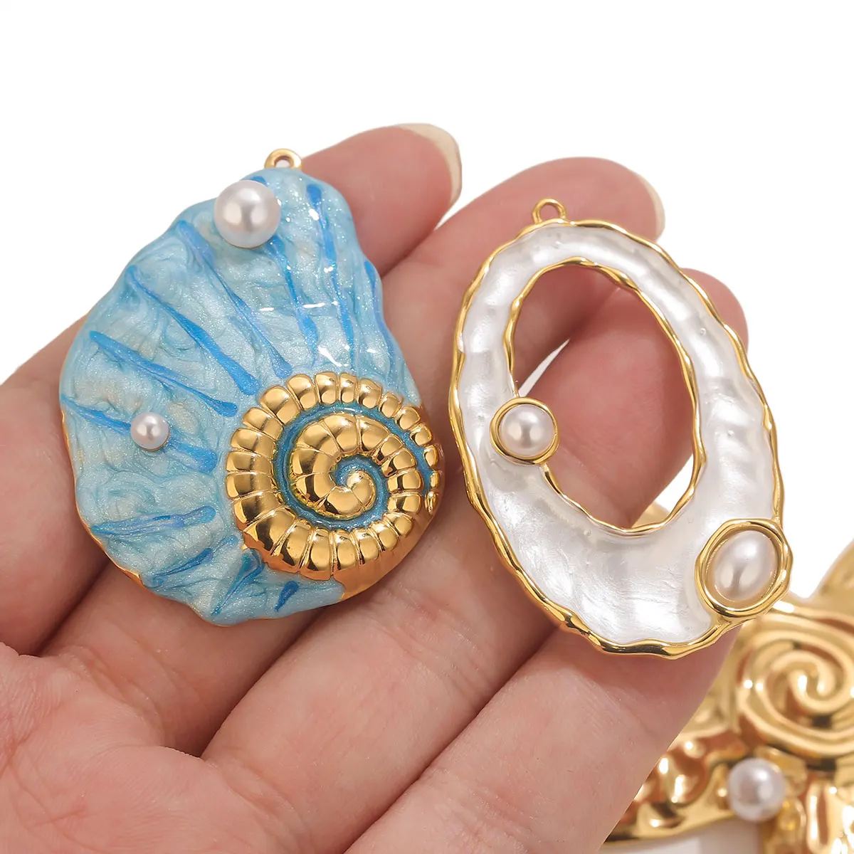 1pcs Stainless Steel Large Starfish Snail Conch Charms Pendant for DIY Earring Jewelry Materials Making Supplies Crafts Findings