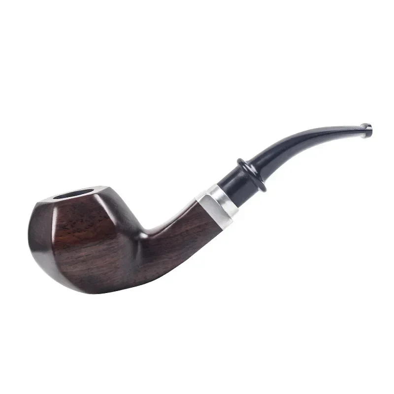 Ebony Hand Carved Tobacco Pipe Carving Activated Carbon Filter Wood Smoking Pipes Cigar Grinder Smoke Cigarette Holder