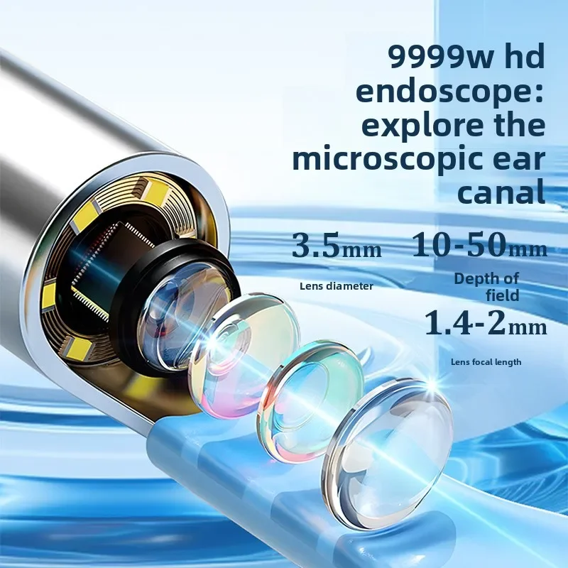 Ohrenschmalz-Entfernungswerkzeug, Kamera, 9999 W HD-Kamera und 6 LED-Leuchten, Ohrenreiniger mit Kamera, Endoskop, Ohrenreinigungsset für Erwachsene
