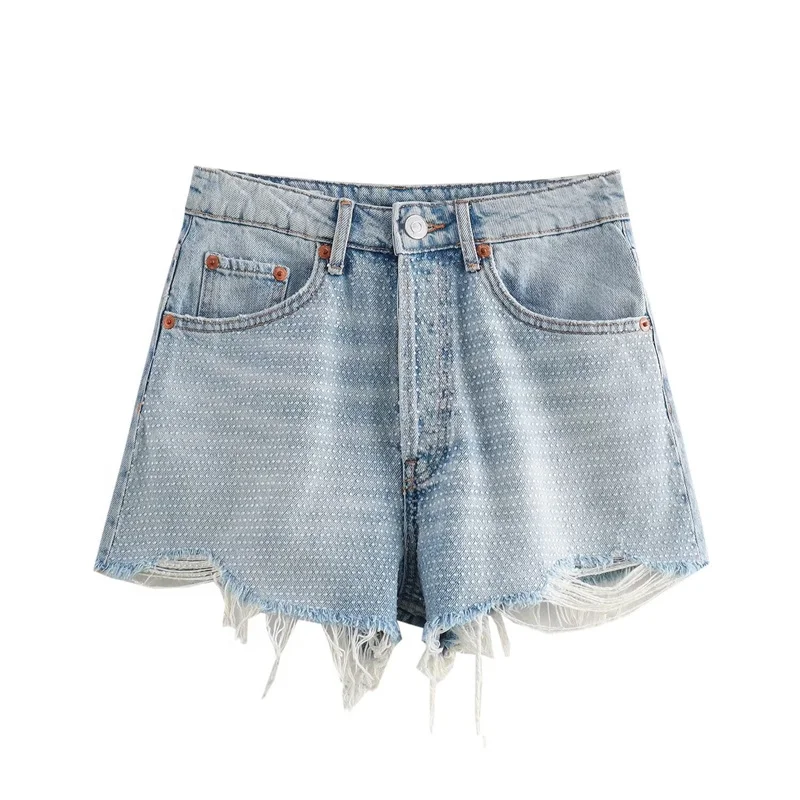 

ZBZA Summer Women's Denim Shorts 2024 New Casual Versatile Fashion Classic Retro High-Waisted Zipper Streetwear Shorts