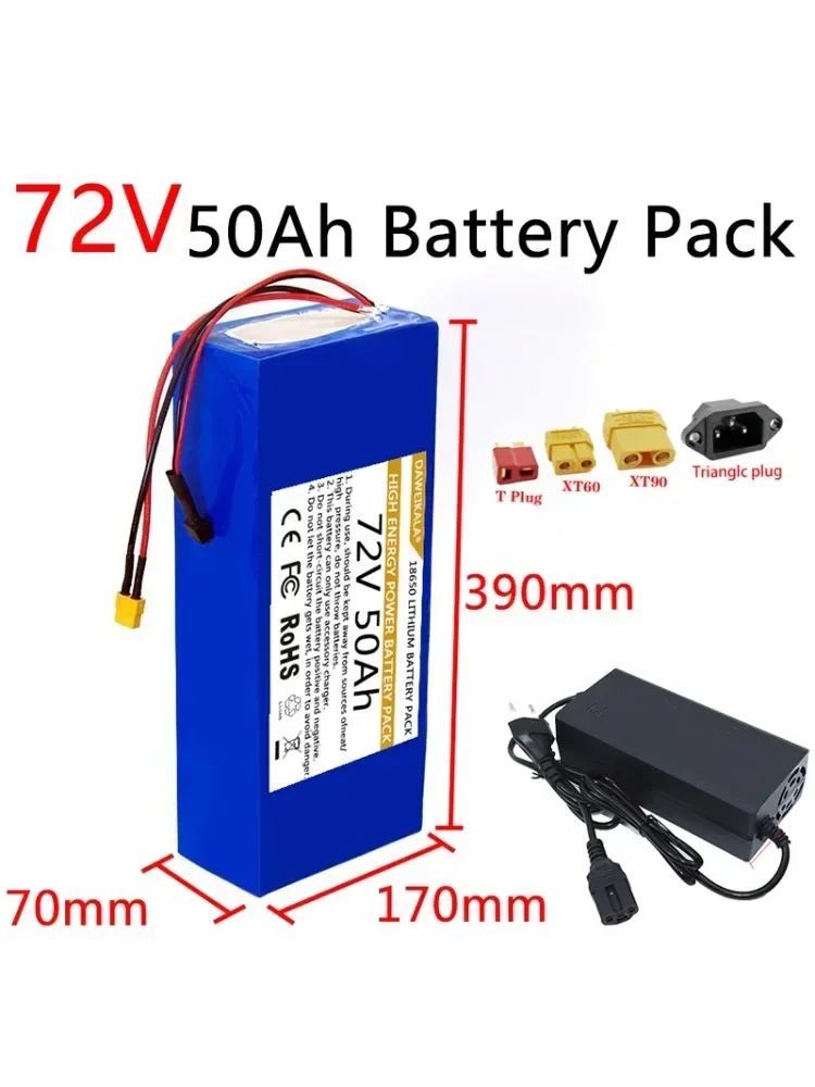 72V 18650 Batterijpakket 50Ah Hoog vermogen met 40A BMS voor elektrische voertuigen Elektrische motorfiets Energieopslagvoeding - afbeelding 2