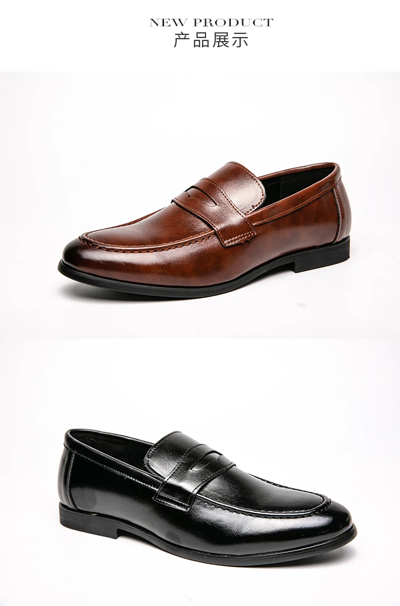 Zapatos de cuero informales de negocios para hombre, mocasines de cuero formales y sociales, cómodos zapatos de vestir para hombre