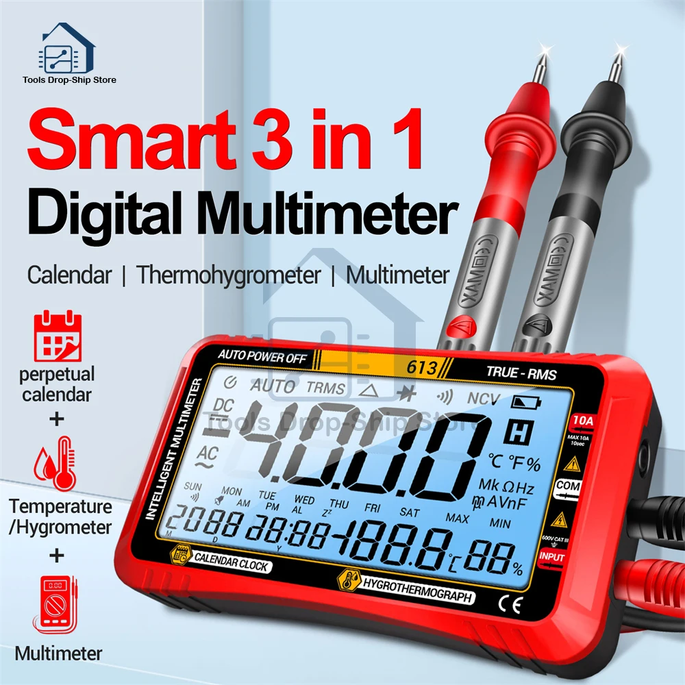 612 Smart Multimeter Real-time Power-off Measuring Tester AC/DC Ammeter Voltmeter 4000 Count Digital Multimetro Test Tools