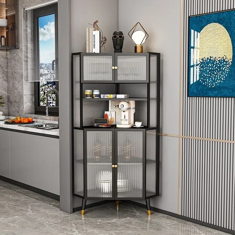 Light luxury glass corner cabinet living room corner modern simple dining side locker