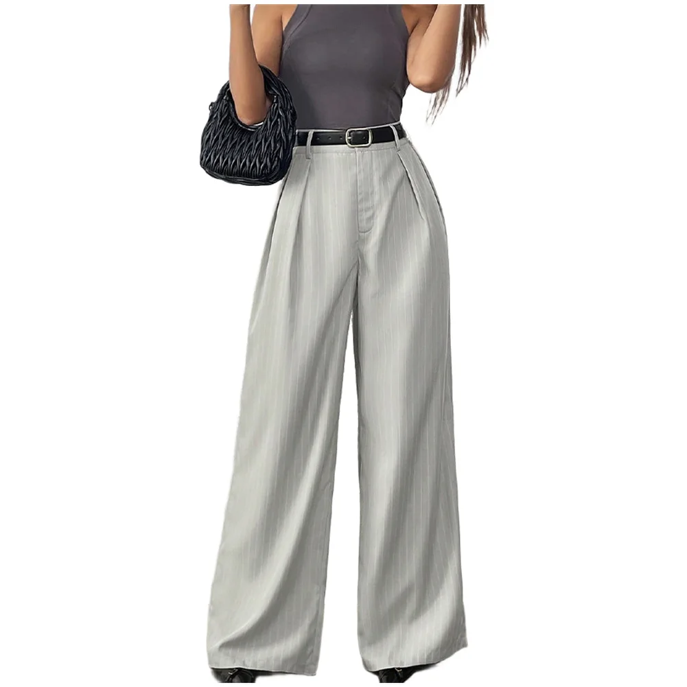 

Women Casual Pants Loose Fit Straight Trousers Spring Summer Elegant Office Work