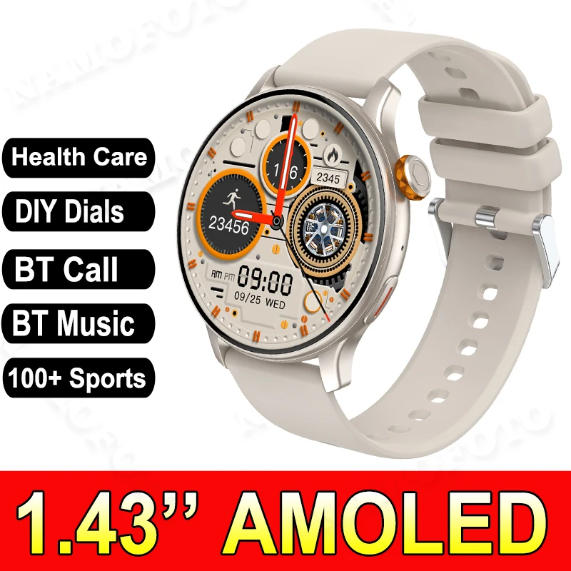 

Men Women Smartwatch 1.43'' AMOLED Indoor Outdoor Sports Wristwatch BT Calling 100+ Sports Modes Heart Rate Monitor Smart Watch