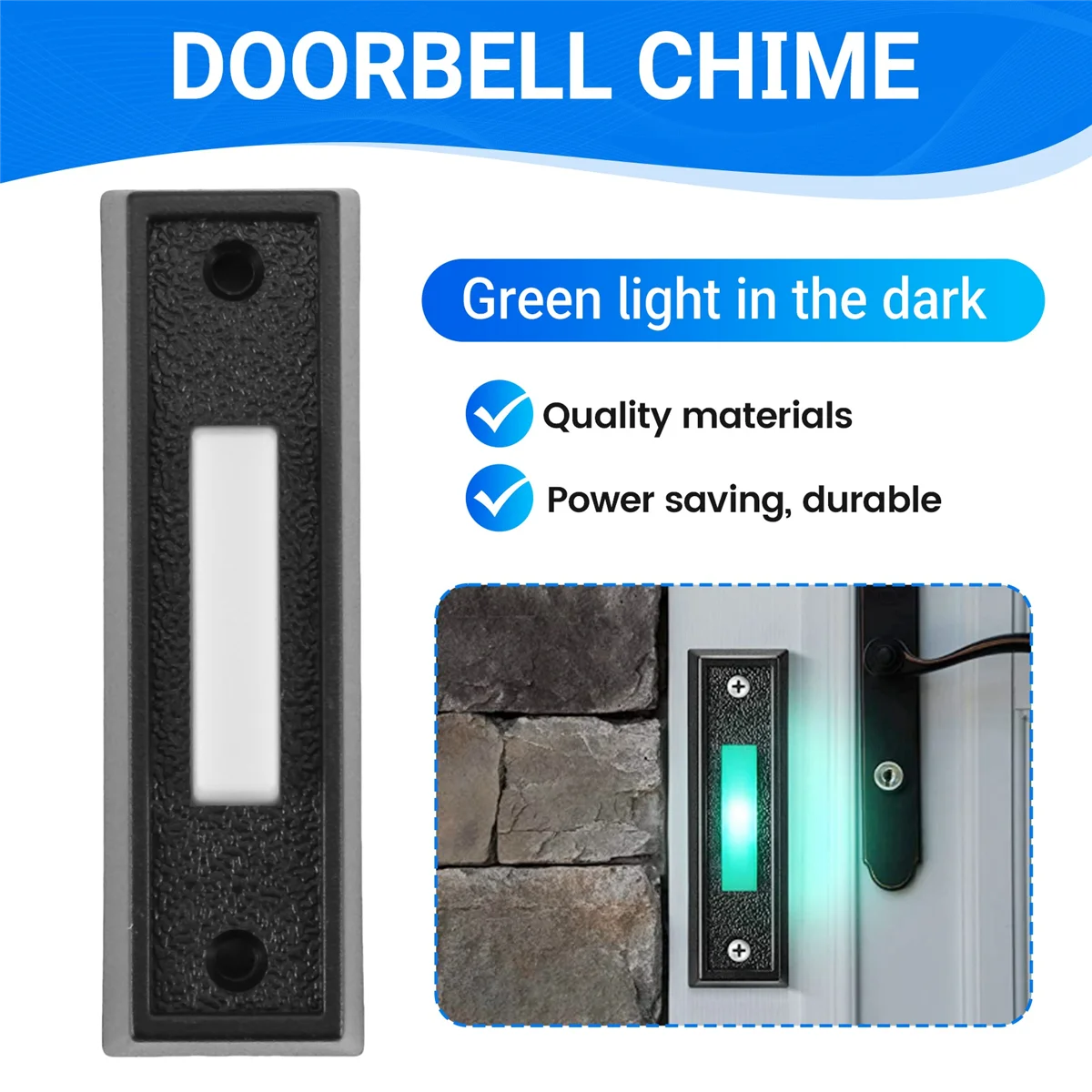 ABQR 1 قطعة زر جرس الباب السلكي مع ضوء LED، استبدال زر حلقة جرس الباب، مفتاح فتاحة الباب المثبت على الحائط