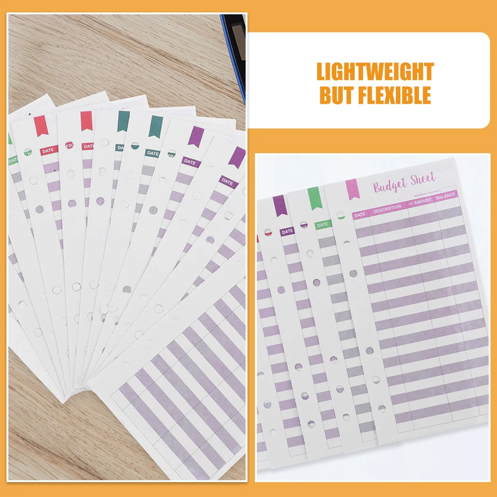 60 ورقة A6 أوراق الميزانية المحمولة النقدية الموثق عبوات بطاقات تعقب النفقات المنزل السفر مكتب A6 الميزانية الموثق #2