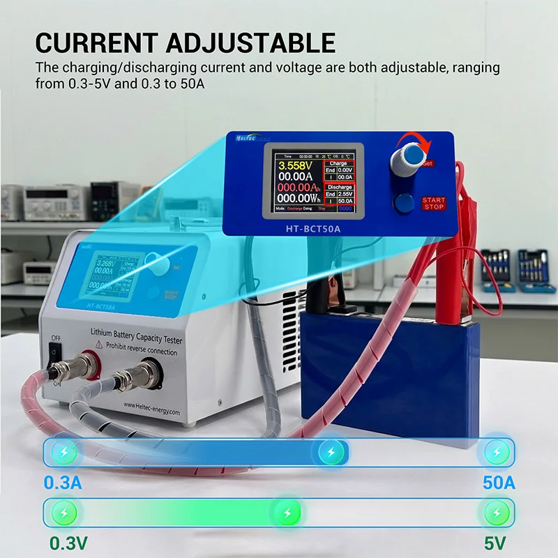 Battery Tester Battery Capacity Analyzer Charge and Discharge 50A Li-ion LiFePo4 Load Detection Aging Arrester Partial Capacity