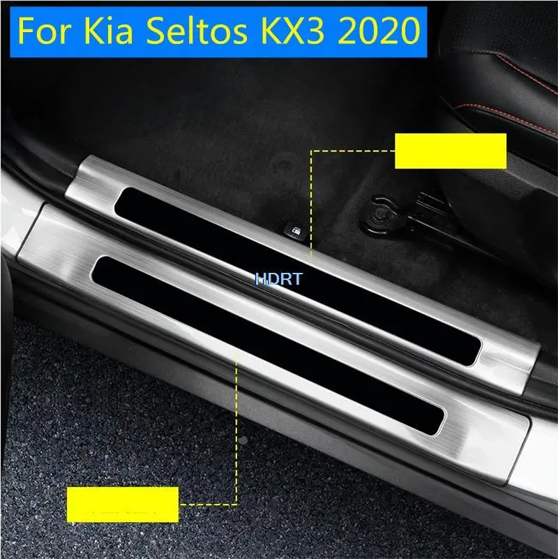 

Внутренние детали для Kia Seltos KX3 2020 2021, аксессуары, Накладка на порог двери, протектор, пластиковая защита порога, отделка, Стайлинг автомобиля