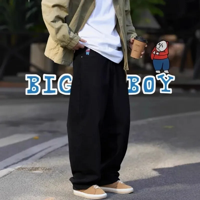 

Polar Big Boy Style Wide Leg Jeans for Men Y2K Vintage Baggy Loose Fit Streetwear Fashion Denim Trousers All Match
