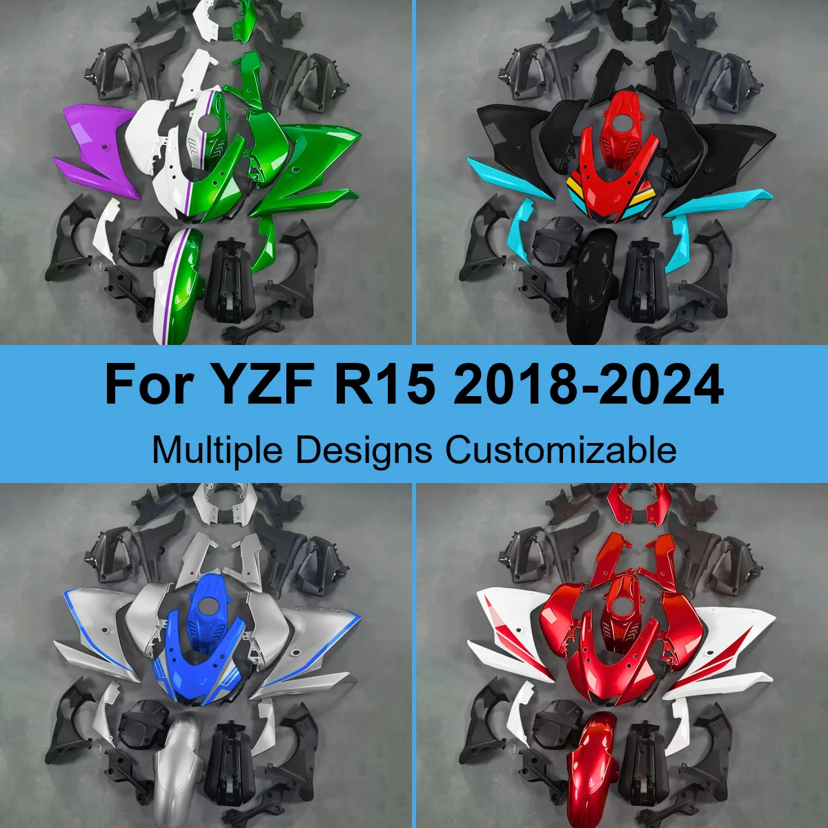 For Yamaha YZF R15 2018-2024 V3 V4 155cc Full Body Fairing Kit Injection Molded ABS Plastic Bodywork Spares Sets
