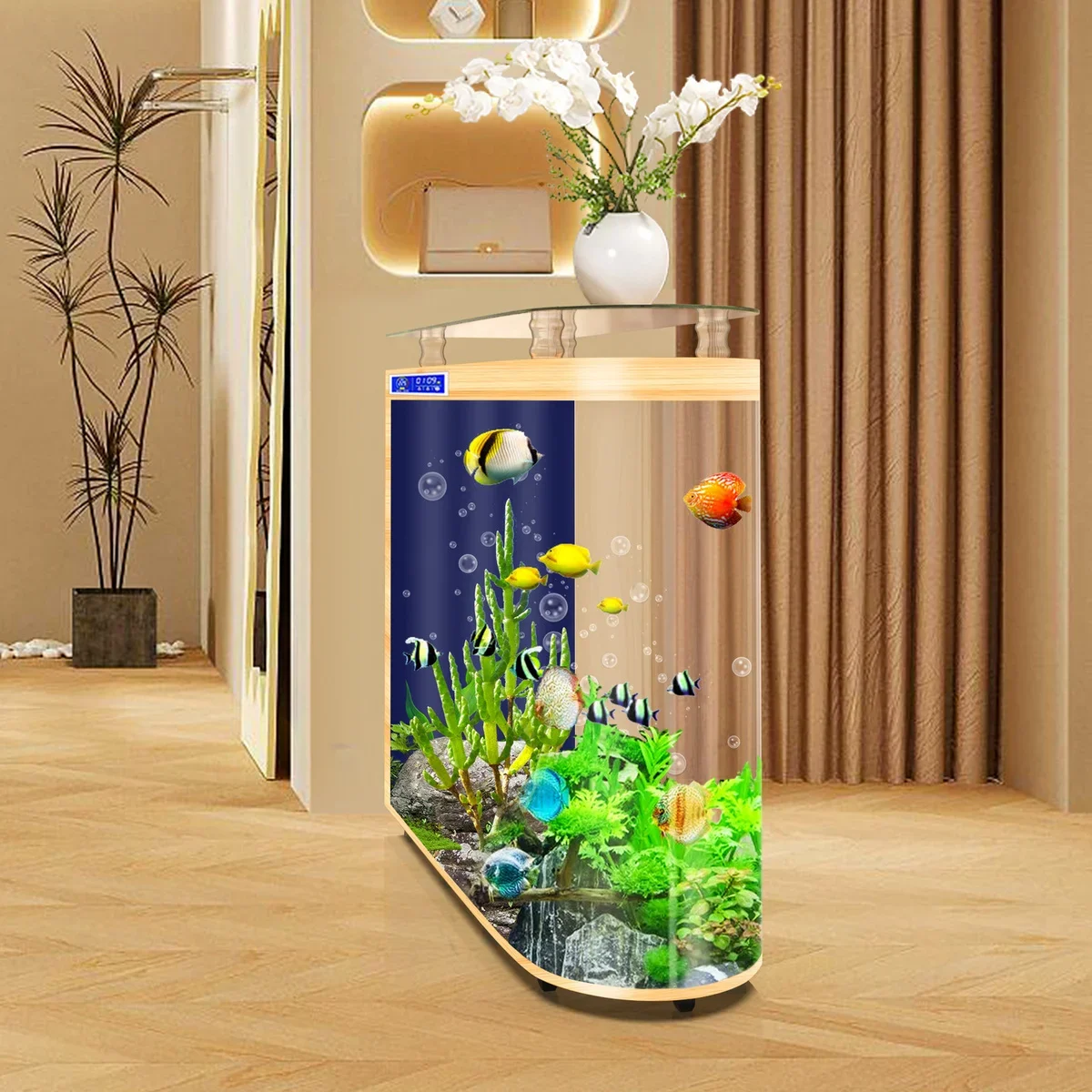 New Fish Tank Living Room Floor Screen Partition Aquarium Household Ecological Glass Fish Globe