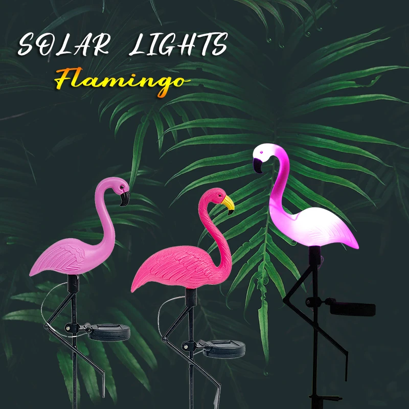 

single Solar Flamingo Light LED Waterproof Outdoor Courtyard Lamp Garden Stake Light Pathway Decor Solar Patio Ground Lantern