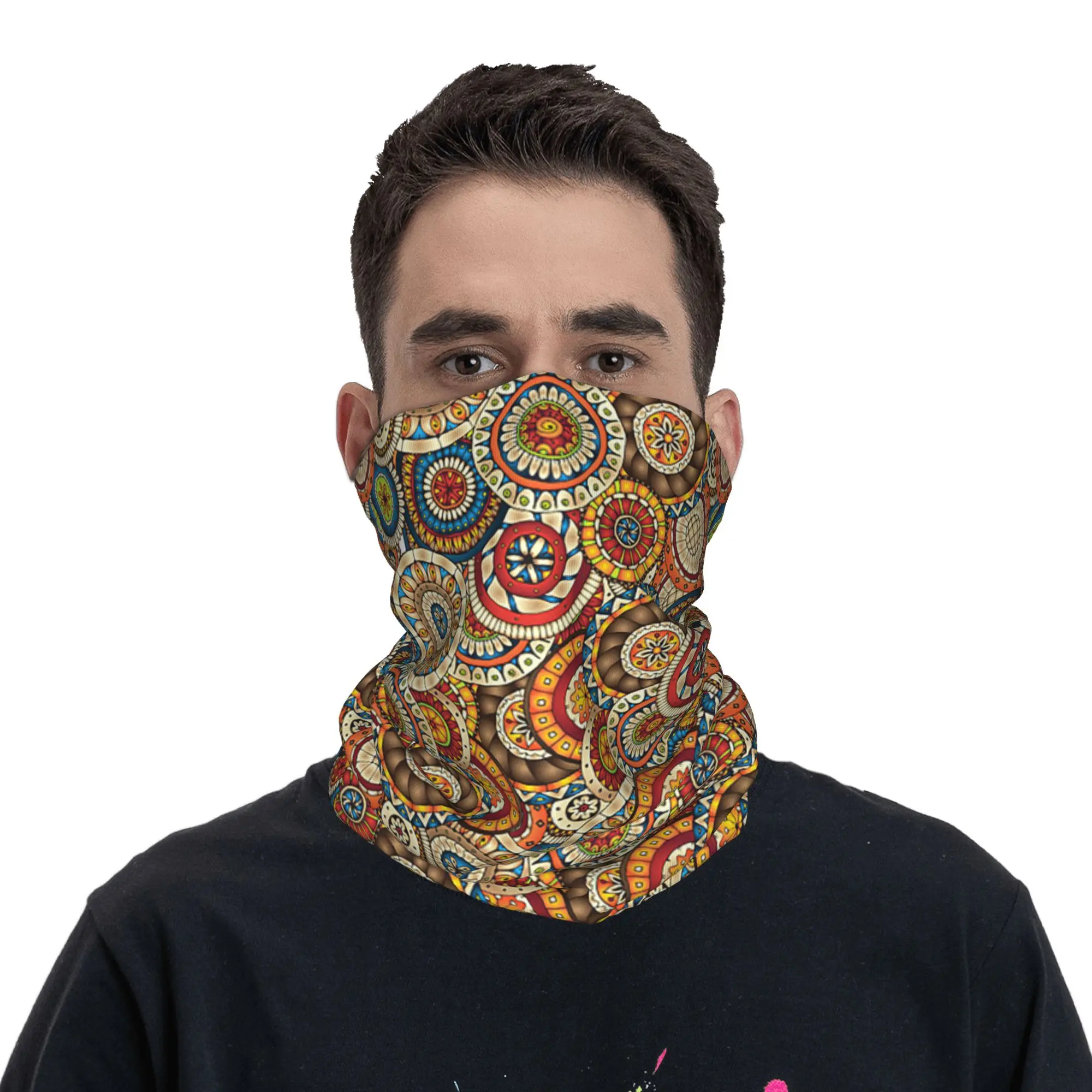 

Boho Funky Floral Trendy Retro Abstract Pattern Bandana Neck Gaiter Printed Wrap Scarf Balaclava Outdoor Sports for Men Women