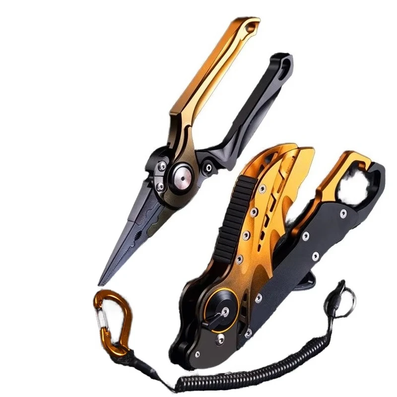 Foldable Multi-Function Carp Fishing Tackle Set Aluminum Alloy Lure Pliers Scale Fish Control Tool Open Loop Hook Removal