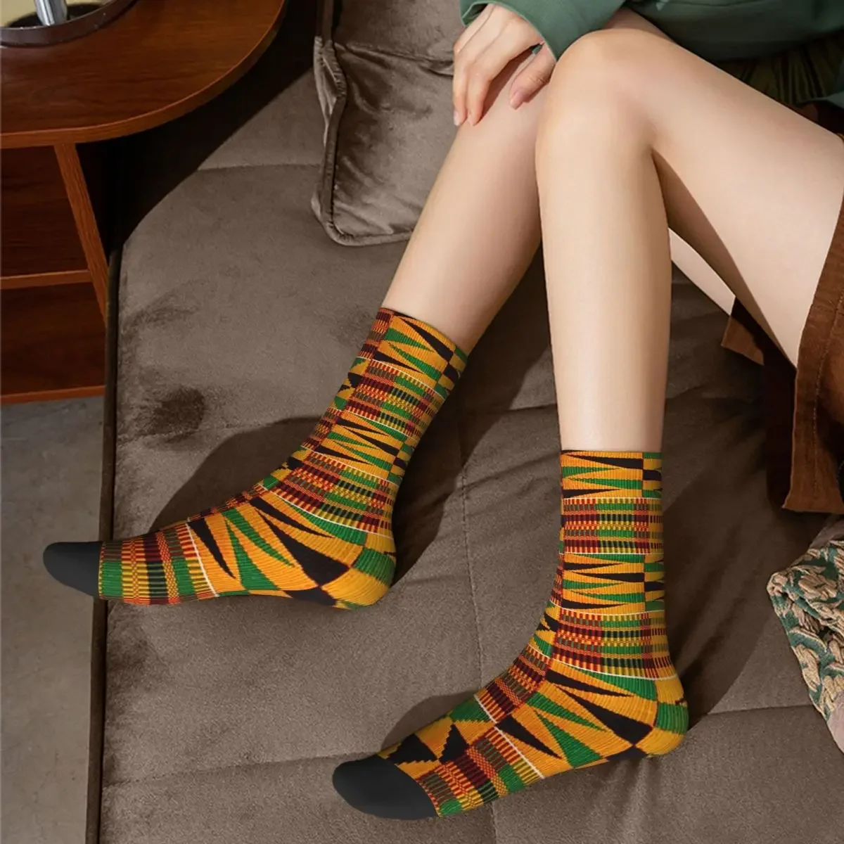 African Pattern Authentic Kente Cloth Pattern African Ghana Design Socks Harajuku Super Soft Stockings All Season Long Socks