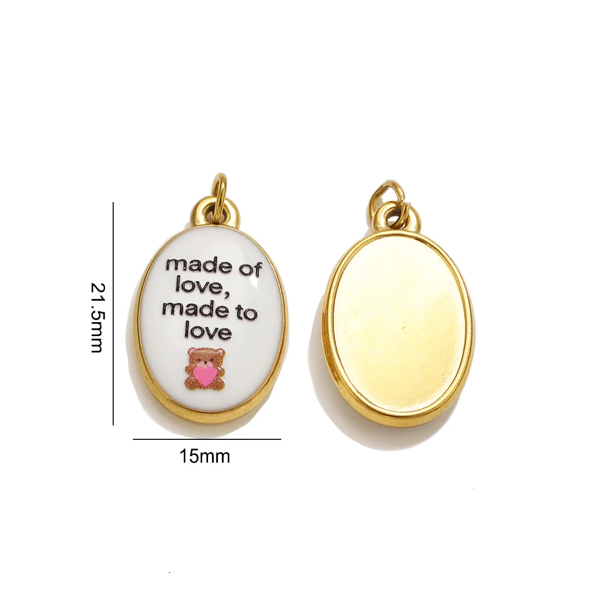 2pcs Enamel Double Sided Print Italian Words Charms 18K Gold Plated Oval 304 Stainless Steel Pendant DIY Love Jewelry Wholesale