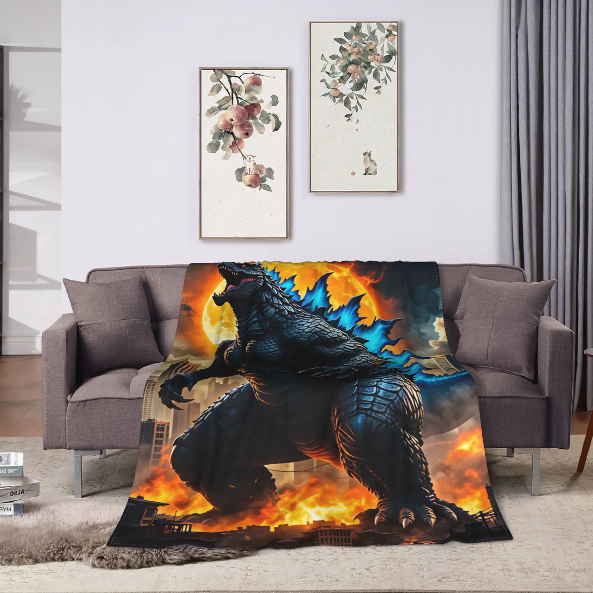 M-Monster King Blankets  Super Warm Graphic Plush Throw Blanket For Students Living Room Flannel Bedspread Bed Cover