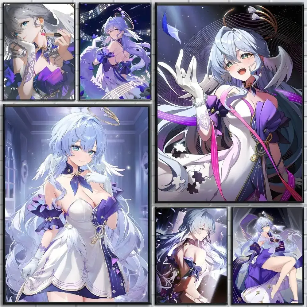 Anime Game Honkai Star Rail Robin posters Self-adhesive  Print Home Living Room Bedroom Entrance Bar Cafe Art