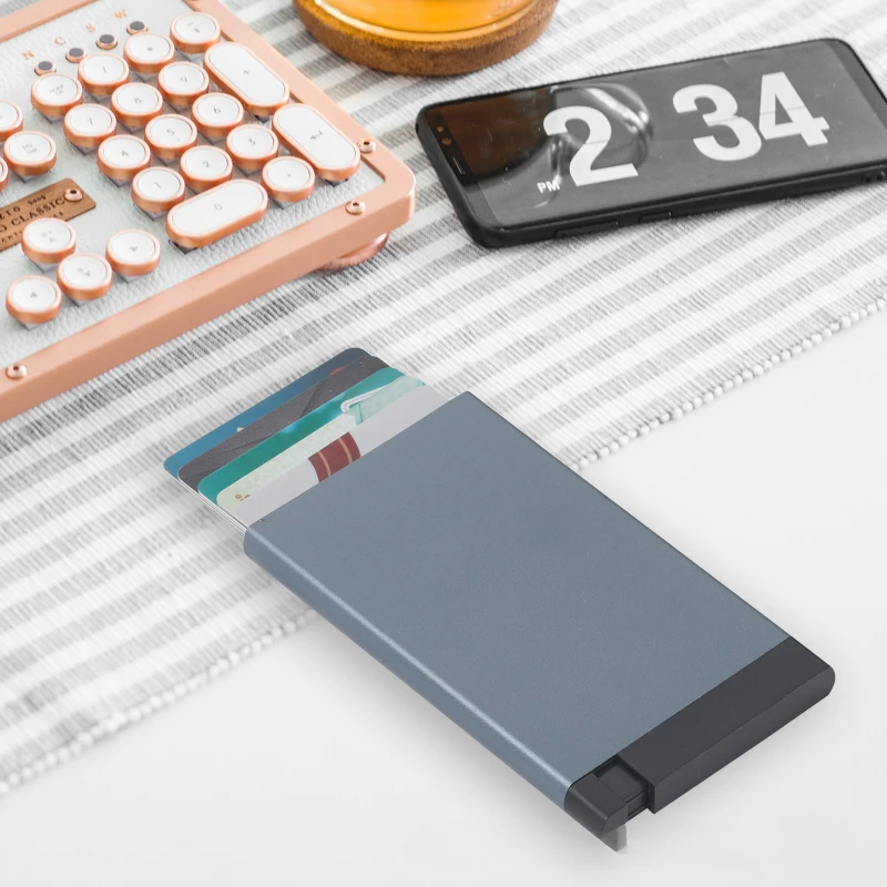 2025 New Pop Up Anti-theft ID Credit Card Holder Thin Aluminium Metal Wallet Pocket Case Bank Women Men Credit Card Box Purse