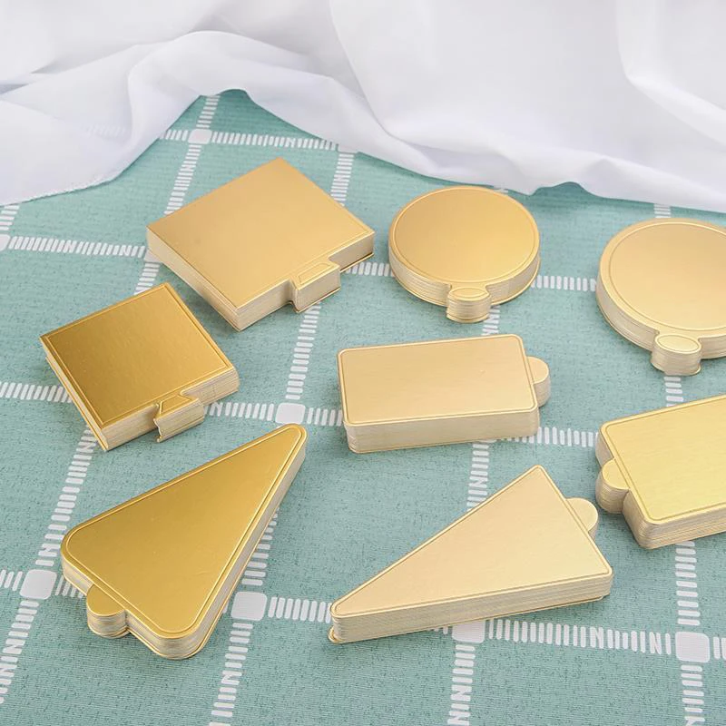 

100 Pcs Mousse Mat Gold Round Square Triangle Rectangle Multi-shape Cake Boards Set Base Disposable Paper Cupcake Tray Pad Tool