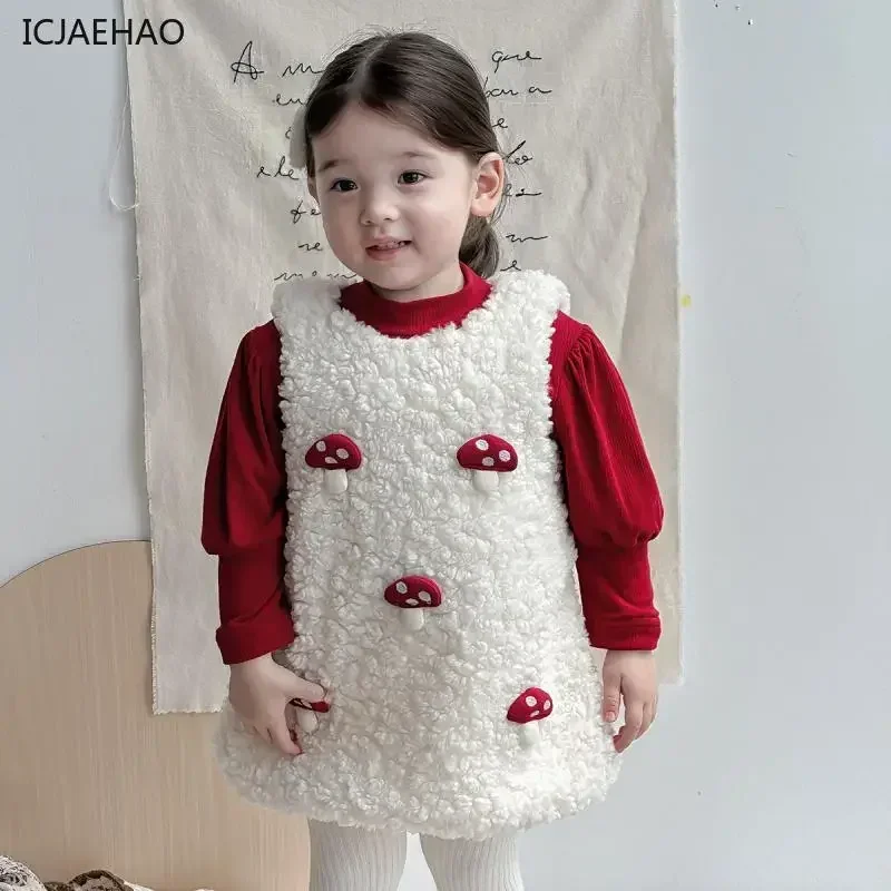 Vestido para niña, ropa de bebé con forro polar, falda de princesa Chow de estilo occidental para invierno, disfraz de otoño e invierno, 2025