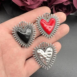 4pcs Spiked Sacred Heart Gothic Dangle Enamel Crown Thorns Heart Dangle DIY Handmade Jewelry Accessories