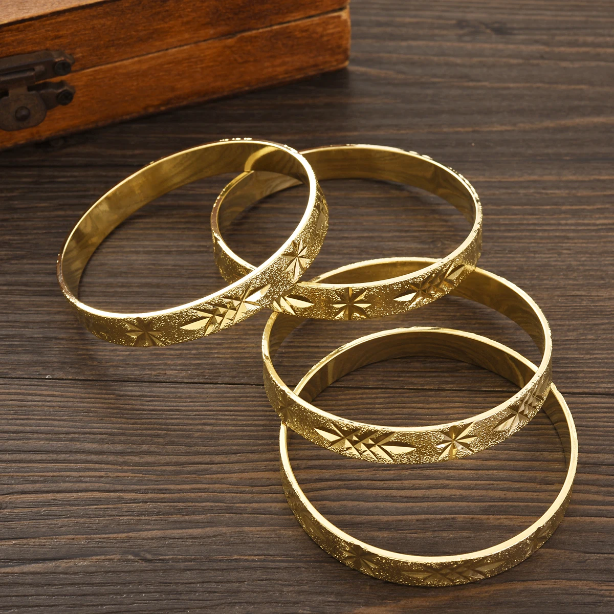 9K Color 55MM Kid Size Cute Shiny Bracelet Hawaiian Jewelry Polynesian Gold Plated Flower Bangles Girls Birthday Party Gift #045