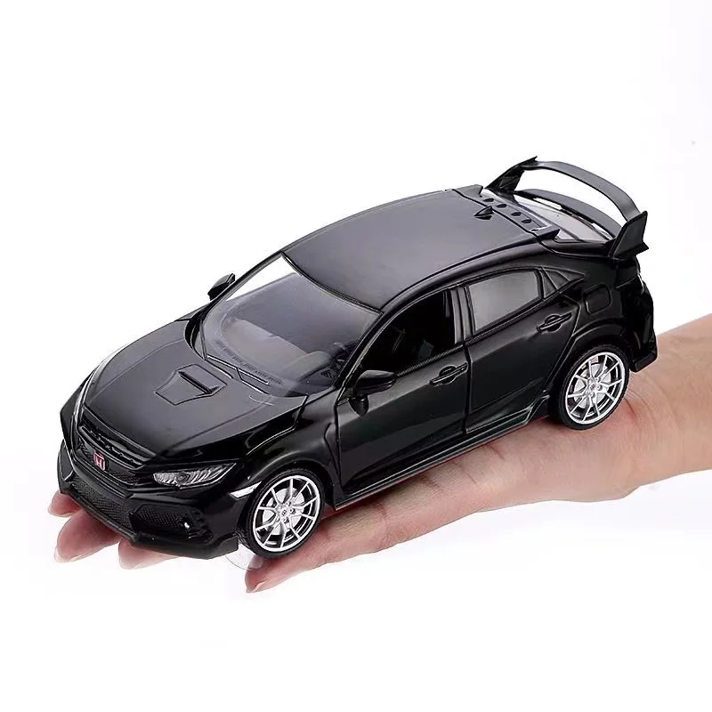 1:24 HONDA CIVIC TYPE-R Simulation Alloy Diecast Toy Car Model Sound and Light Children\'s Toy Collectible ornament Birthday Gift