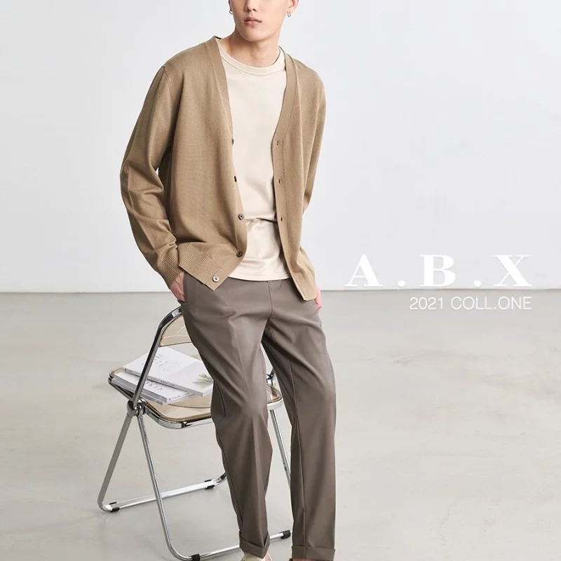 Men's Clothing Autumn Winter Long Sleeve Tops T-Shirts V-neck Versatile Fashion Comfortable Popularity Simple Solid Color Coat