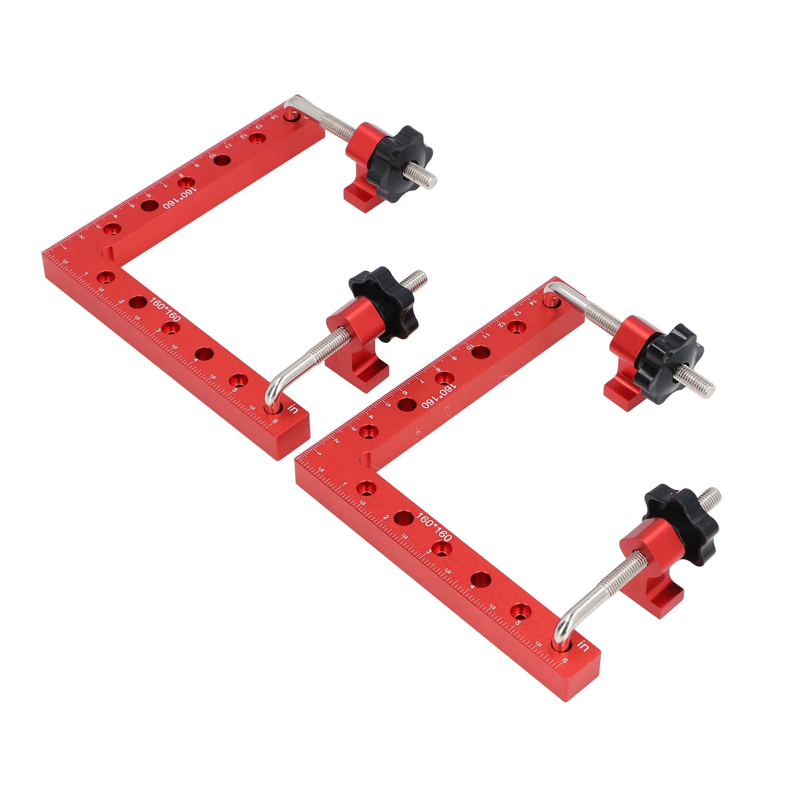2 Set 160 X 160mm Clamping Squares Aluminum Alloy 90 Degree Corner Clamp Set Metric and Imperial Scale Woodworking Tools