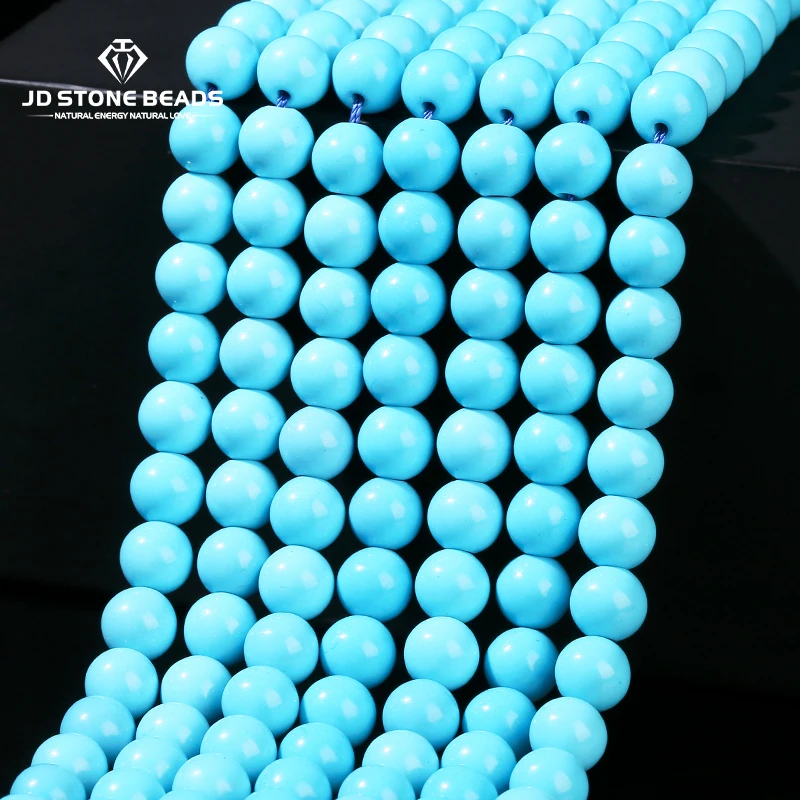 High Quality Synthetic Pure Blue Turquoise Bead Round Loose Spacer Stone For Jewelry Making Diy Necklace Bracelet Accessory