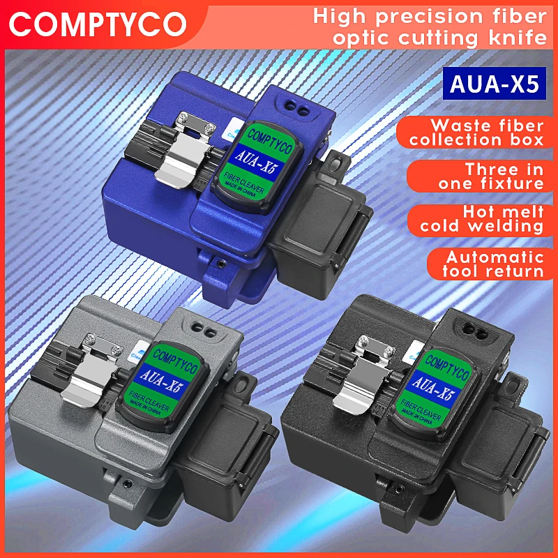 

COMPTYCO AUA-X5 Fiber Cleaver FTTH Cold Splicing/Fusion Splicing Optical Fiber Cable Core Cutting Knife Tools 16 Face Blade