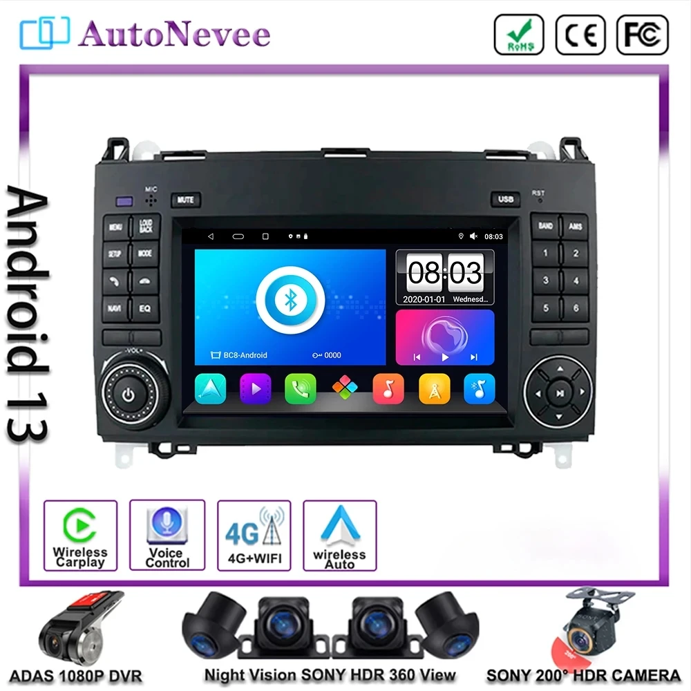 Car Radio Android For Mercedes Sprinter W906 Benz B200 A B Class W169 W245 Viano Vito W639 Stereo Multimedia NO 2DIN DVD Screen