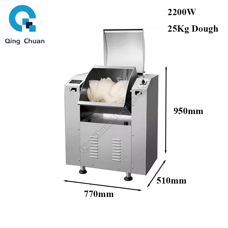 خلاط العجين التجاري الفولاذ المقاوم للصدأ الصامت 25 كجم أربعة وعقدة المياه المعكرونة الخبز العجن خلاط #1