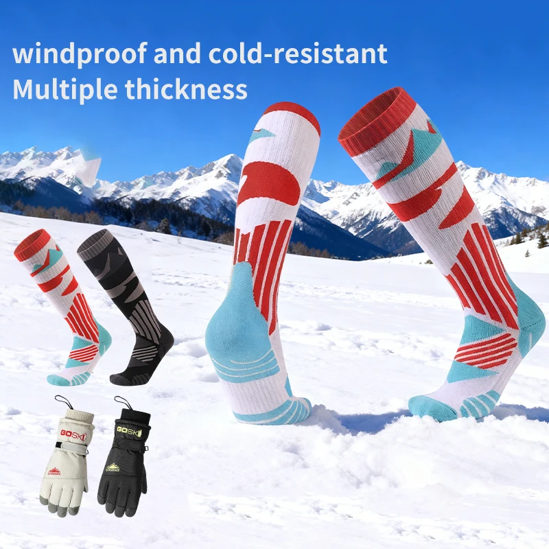 

1Pair Winter Warm Thickening Ski Stockings Hiking Snowboard Socks for Women Men Anti-Cold Outdoor High Sports Stockings & Gloves