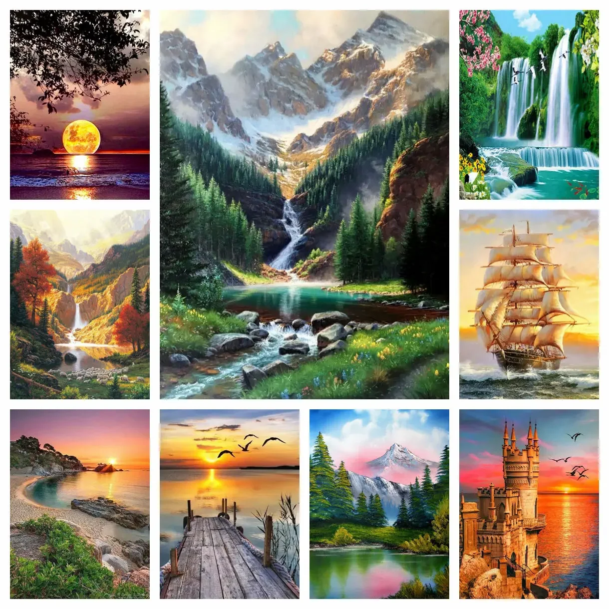 Diamant Malerei Landschaft Wald Kunst Strass Bild Mosaik DIY 5D Kreuz Stich Stickerei Hause Dekoration