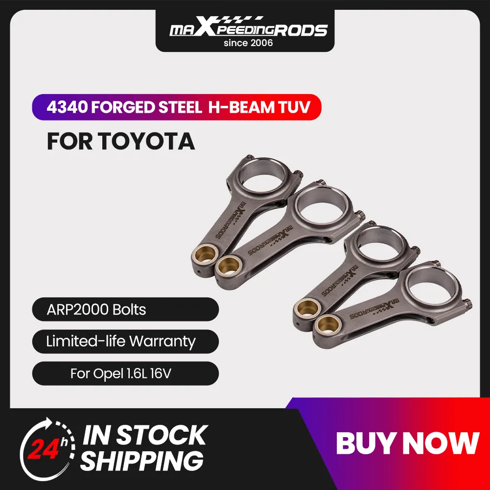 H Beam 4340 Rods for Toyota Starlet GT Turbo 4EFTE 1.3L Conrods Connecting Rod for Tercel/Corolla/Paseo 4E-FE/4EFTE 4.646