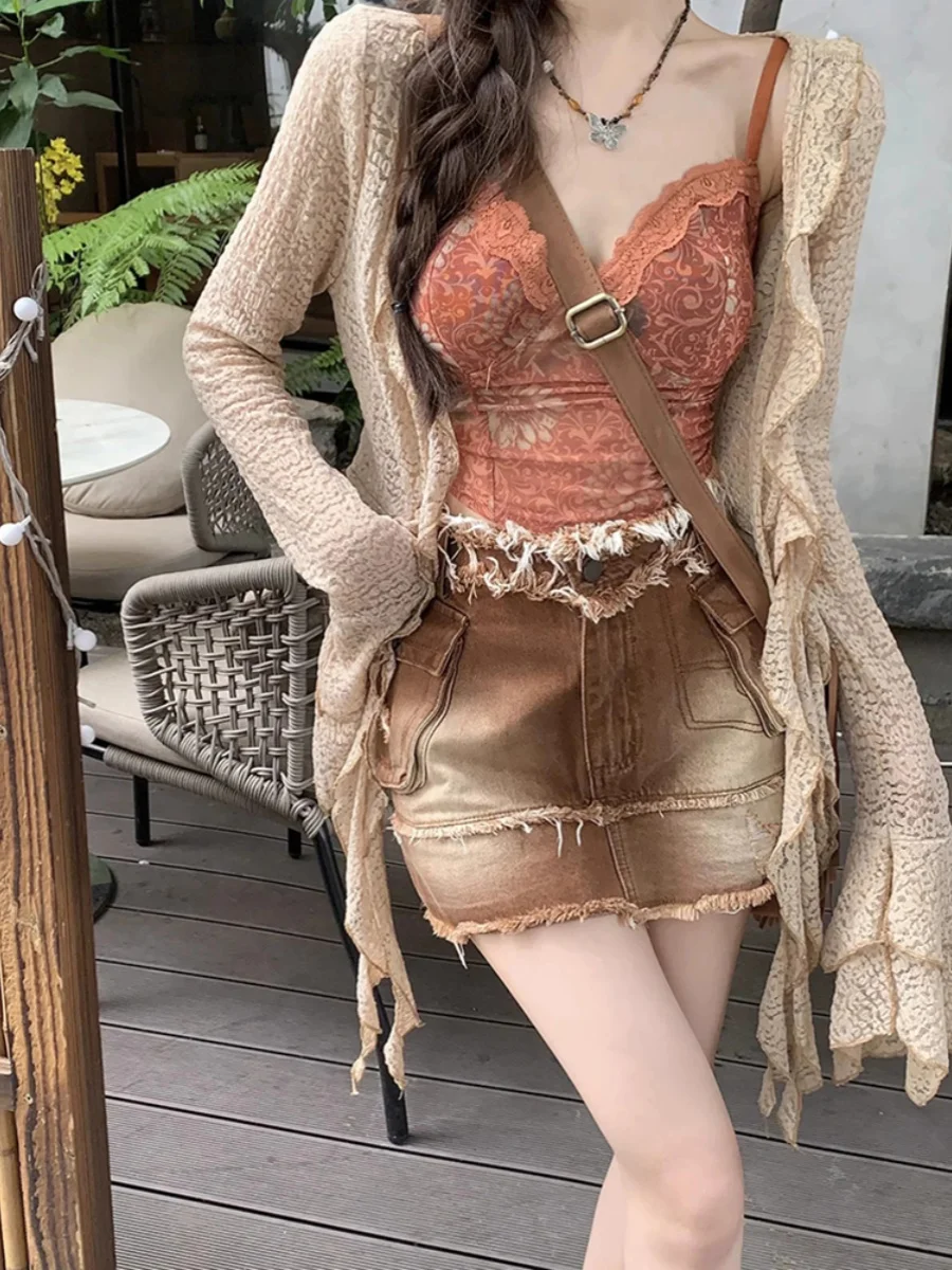 

Женский жилет на бретелях с принтом American Sle Spicy Girl, весенний дизайн Me Splice, верхняя одежда, топ с v-образным вырезом, длинный кардиган све