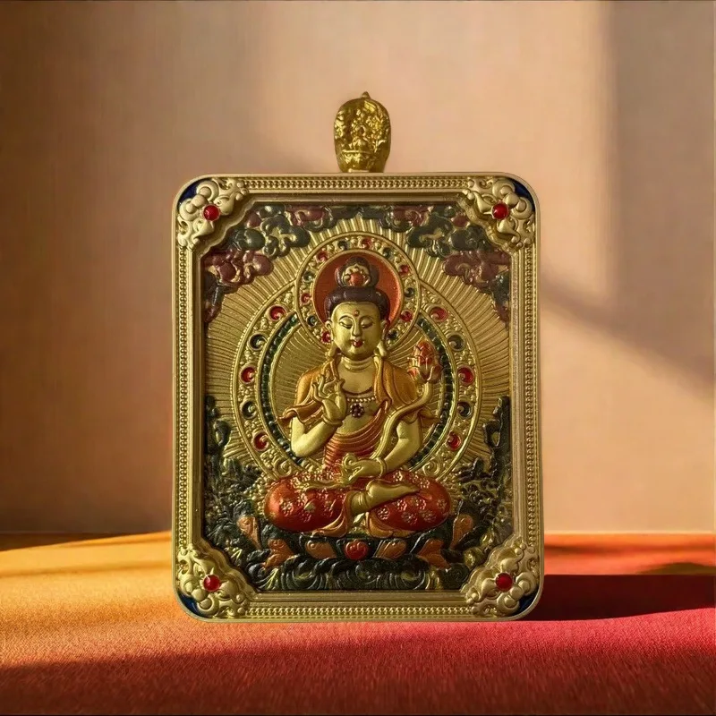 تاي سوي طويل Wutai Wuye جبل Tangka Guangji التنين الملك Manjusri بوديساتفا قلادة اثني عشر زودياك قلادة السنة الأصلية الذكور #3