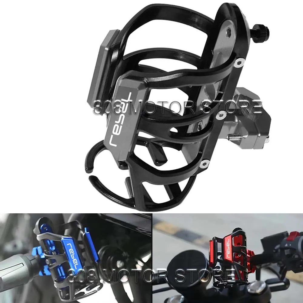 

For Rebel 250 300 500 1100 CMX Motorcycle Universal CNC Accessorie Beverage Water Bottle Cage Drink Cup Holder