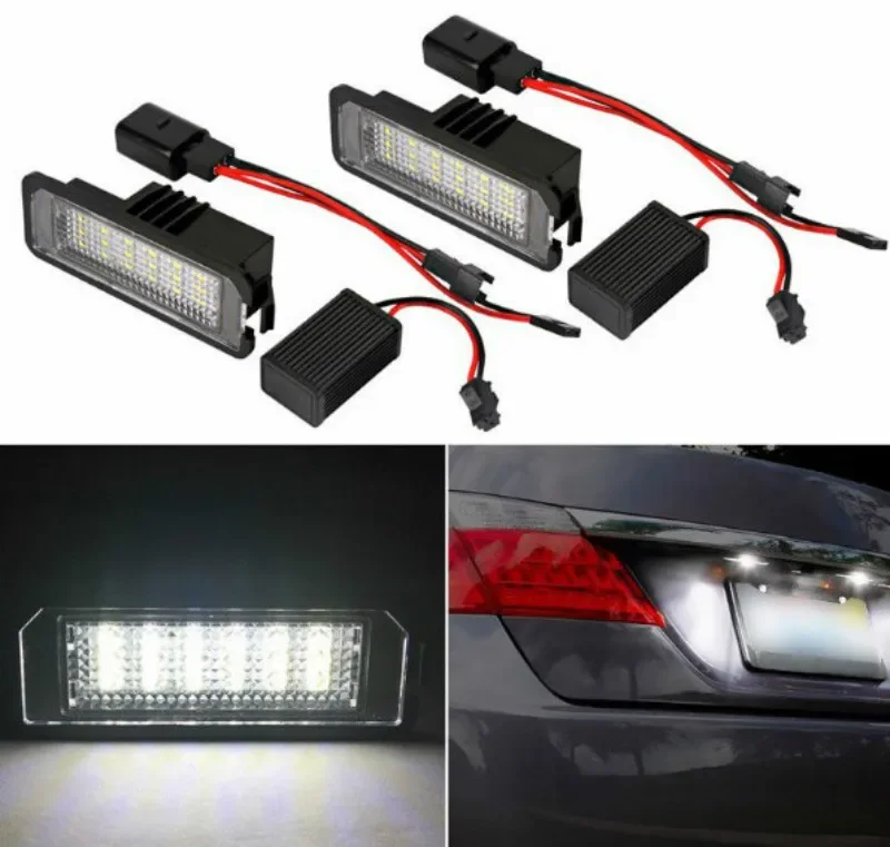 

2Pcs 12V 6000K LED Number License Plate Light Lamps for VW GOLF 4 5 6 7 Polo 6R Car License Plate Lights Exterior Accessories