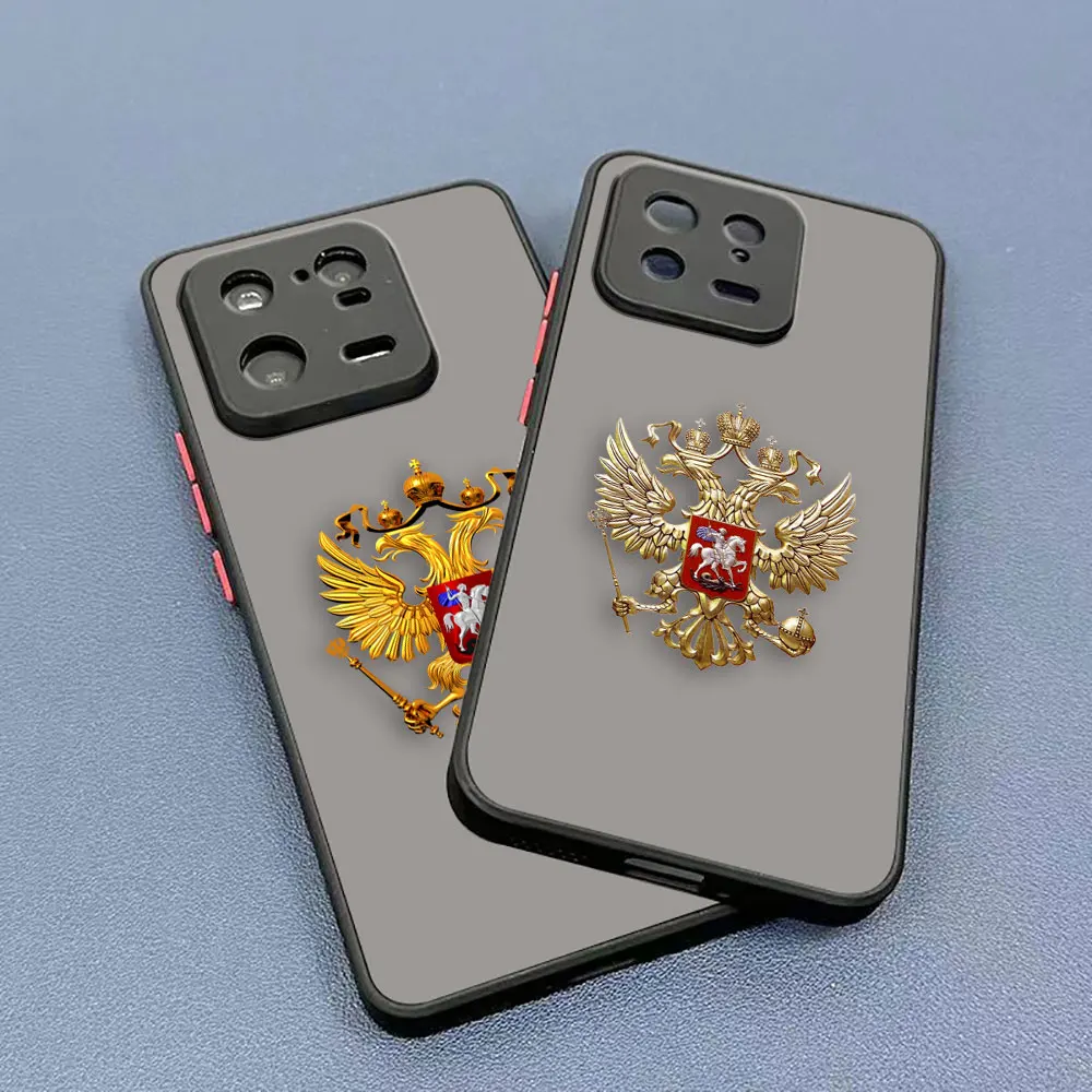 Two-headed Birds Russian Flags Emblem Matte Phone Case for Xiaomi 13 12 12S 12T 11 11T 10 10T 10S 9 6X 5X PRO LITE 5G Ultra Case