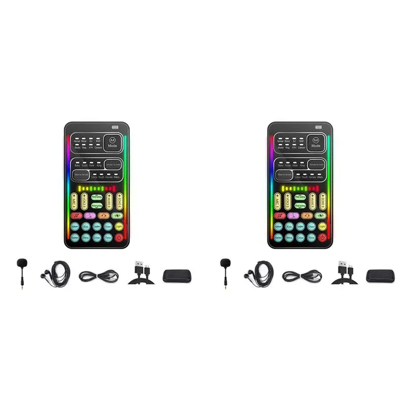 

Classic-2X I9 Voice Changer Full Kit Multiple Audio Effect Bluetooth Live Sound Cards Ultra-Thin Live Sound Card Mic Tool