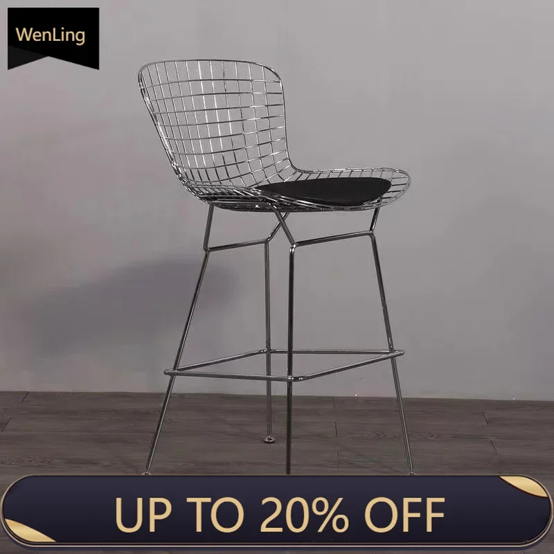 Industrial Designer Bar Chairs Metal Modern Ergonomic Sturdy Island High Chairs Counter Unique Backrest Sillas De Bar Furniture