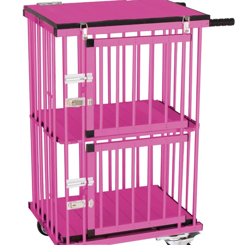 Pet handcart carrier exhibition aluminum lightweight portable outdoor dog salon with foldable wheels