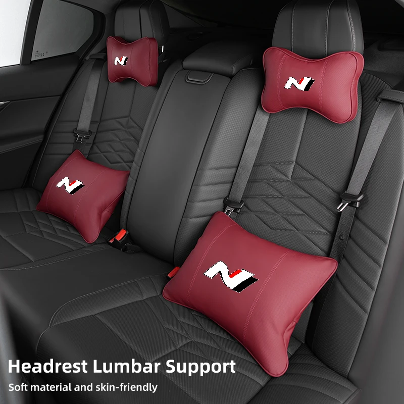 Car Headrest Leather Breathable Lumbar Support Neck Pillow For Hyun dai N I30 I20 IX35 Tucson Veloster Kona Elantra Sonata Azera