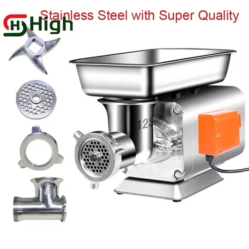 Stainless Steel Commercial Multifunctional Electric Meat Grinder Garlic Mincer Fish Beef Sausage Desk Top Kitchen Household